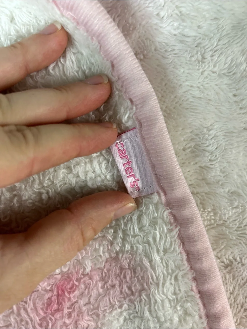 Vintage Carter's Pink White Bunny Rabbit Baby Blanket Throw Butterfly Flower
